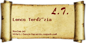 Lencs Terézia névjegykártya
